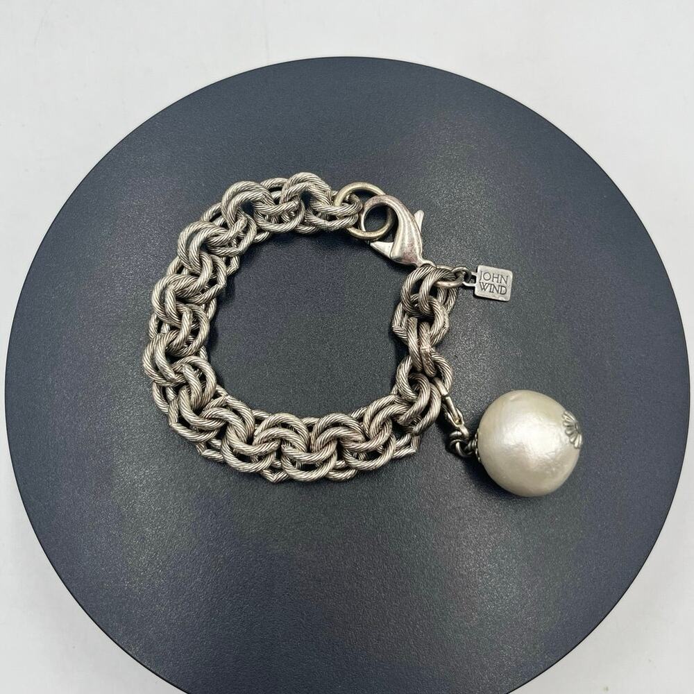 John Wind Sorority Gal‎ Large Cotton
Pearl Thick Double Chain Link Bracelet 8"